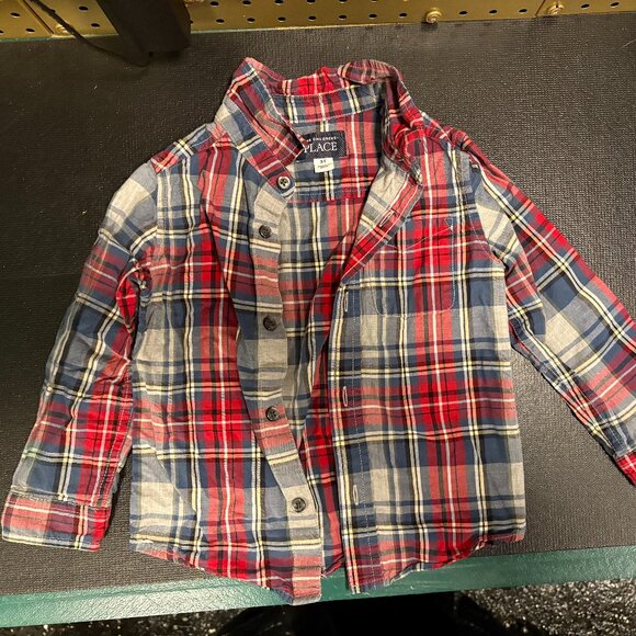 EUC The Children's Place Red and Blue Plaid Shirt (3T) - Picture 1 of 6